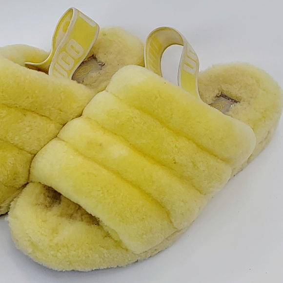 Ugg Fluffy Yeah Yellow Slippers size 8 - Picture 1 of 9